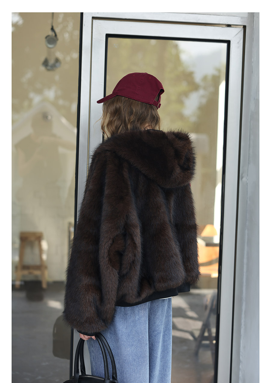Reversible Fur Hooded - Dark Choco