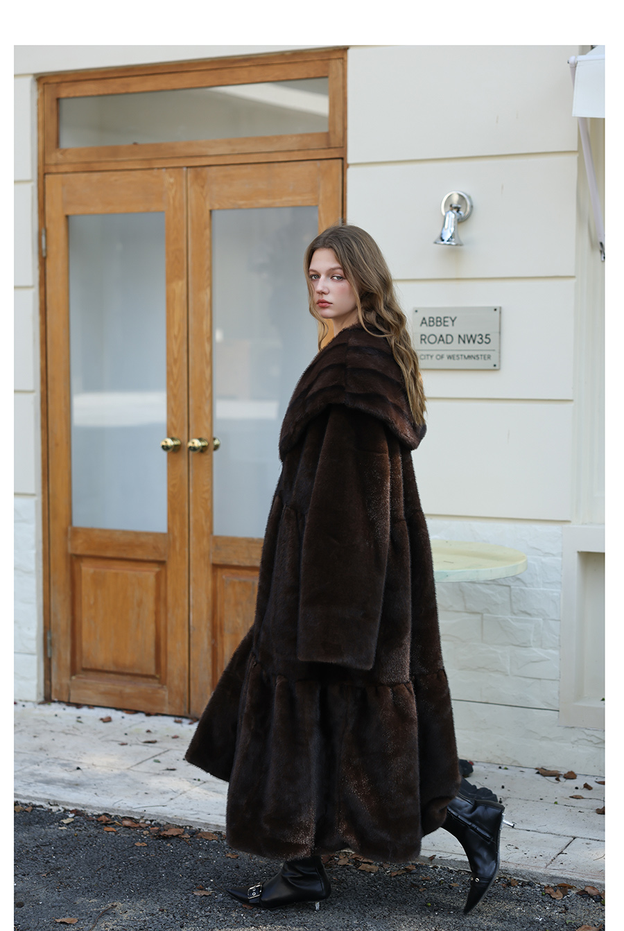 Vintage Faux-Mink Long Coat