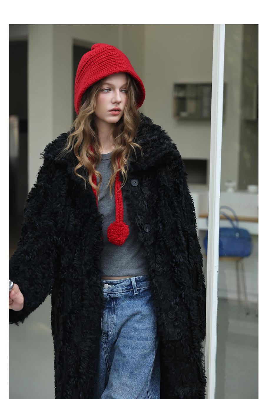 Black Plush Fur Coat
