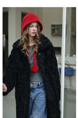 Black Plush Fur Coat