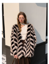 Two-Tone Faux Fur Coat