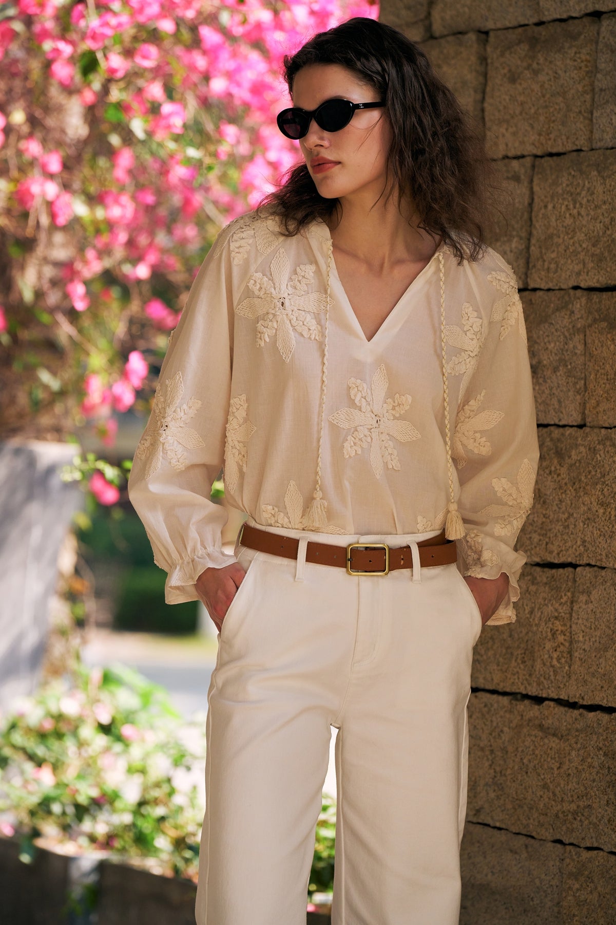 Embroidered Bloom Loose Blouse