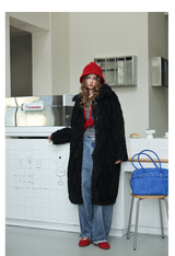 Black Plush Fur Coat