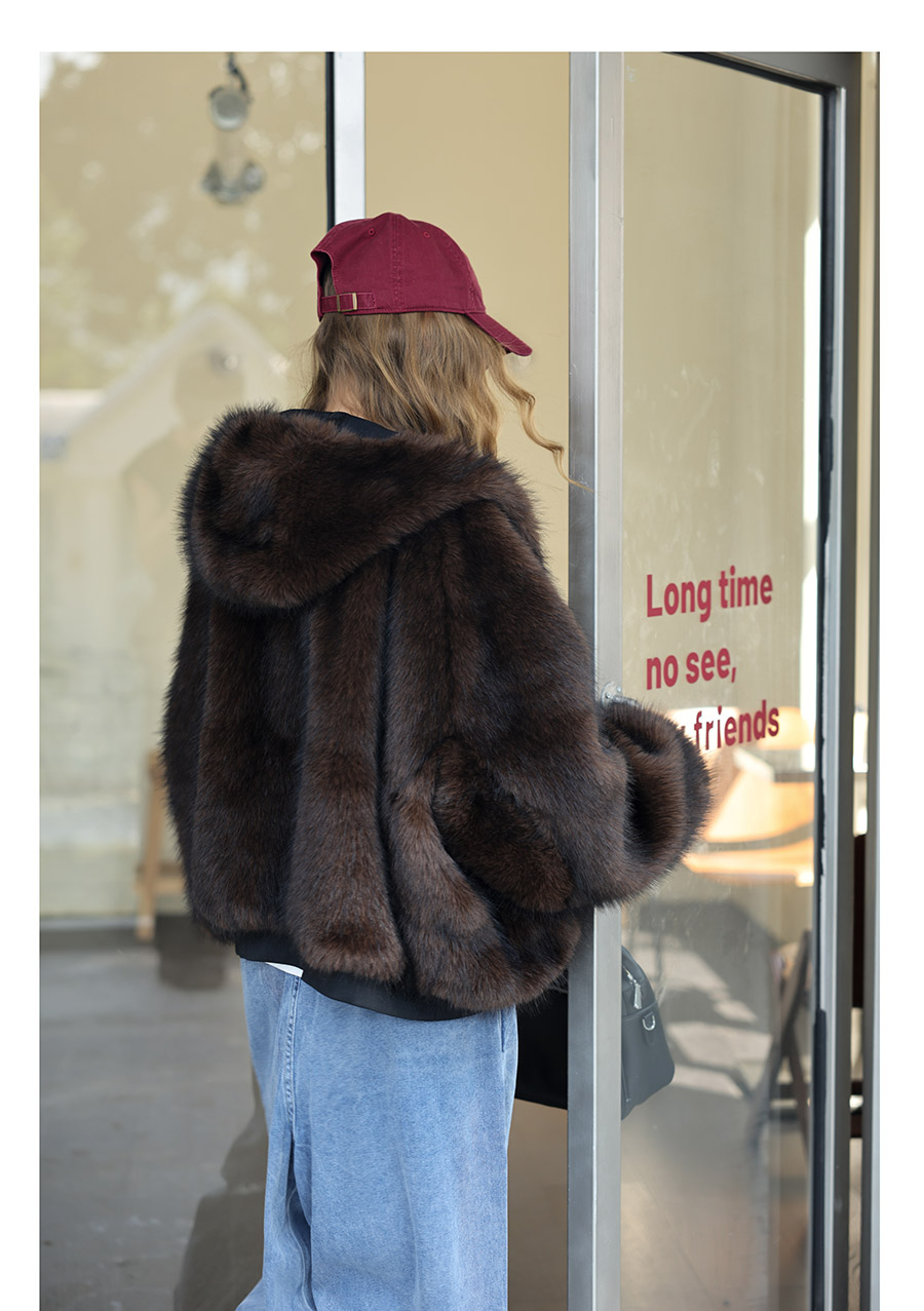 Reversible Fur Hooded - Dark Choco