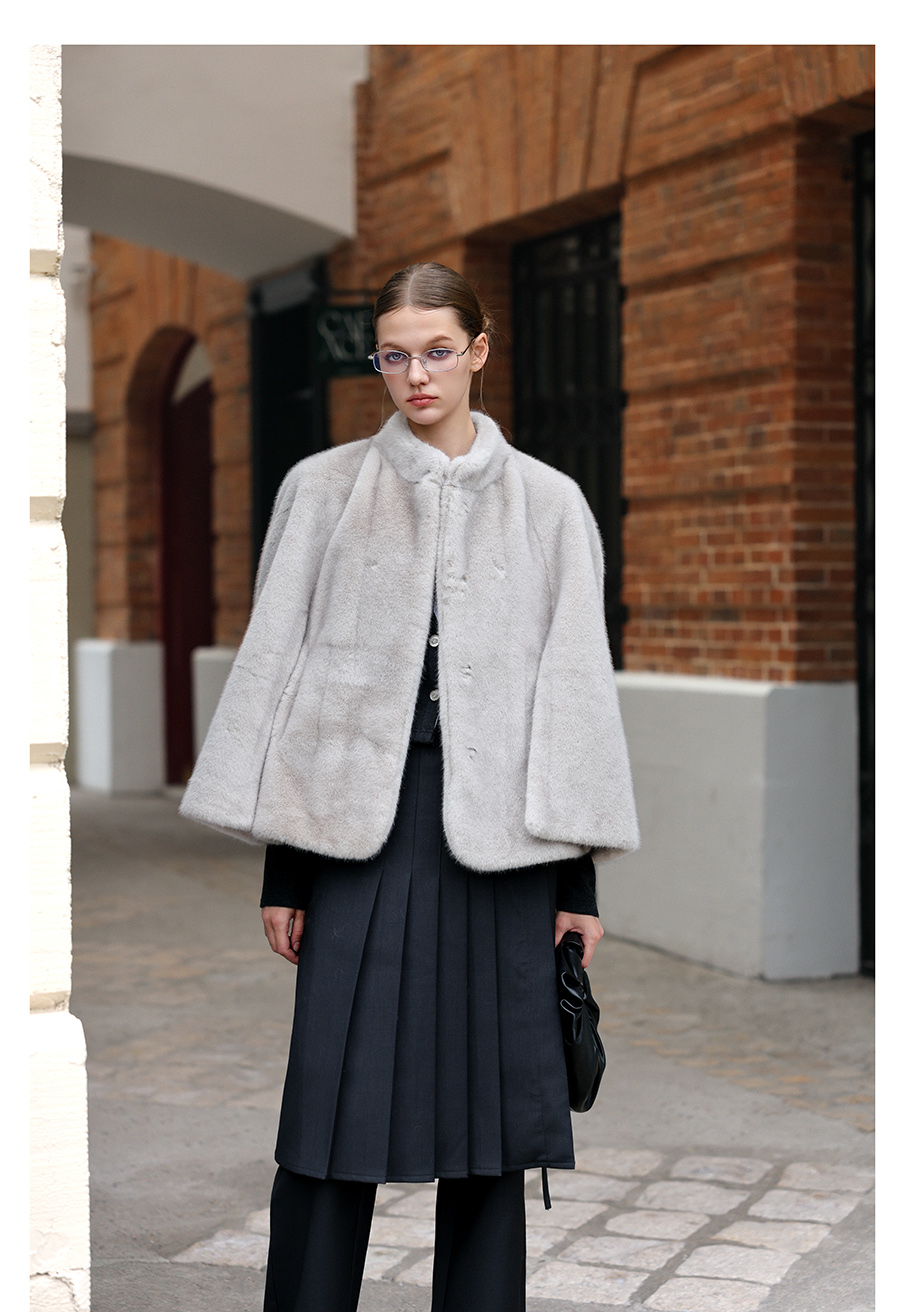 Light Gray Faux-Mink Cape