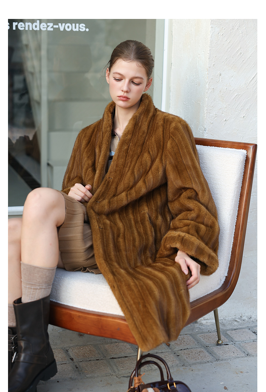 Caramel Silky Fur Coat
