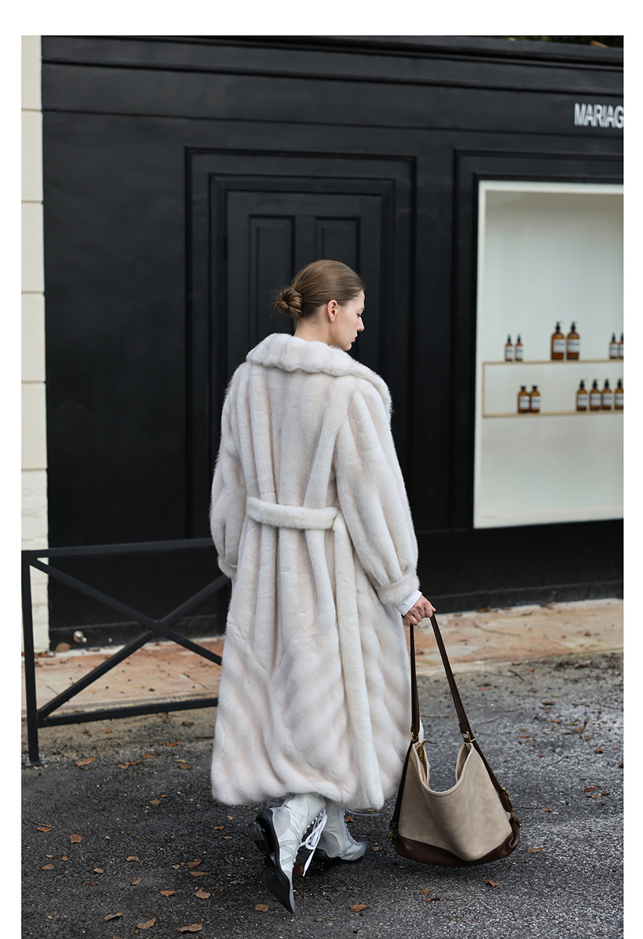 Faux-Mink Belted White