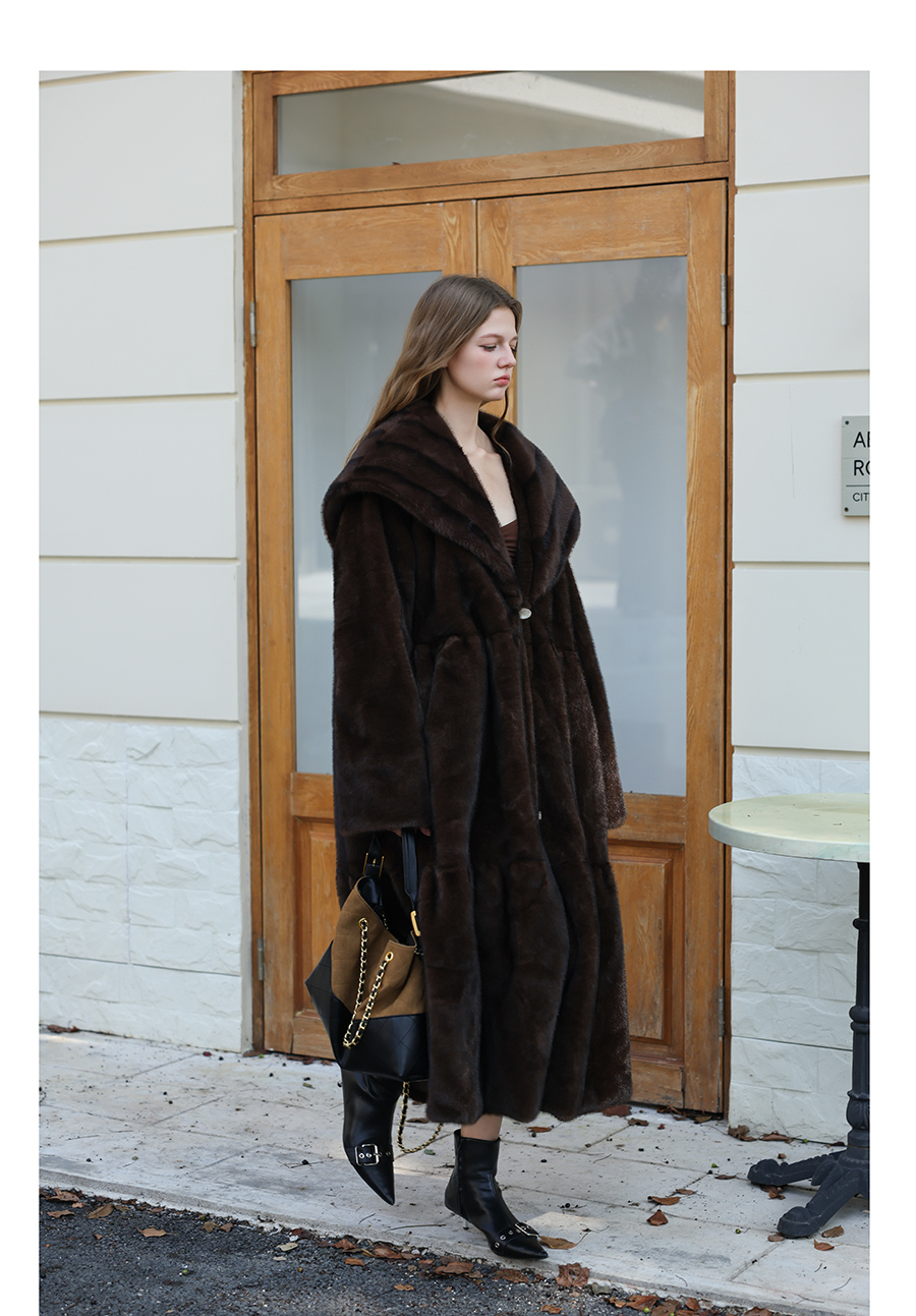 Vintage Faux-Mink Long Coat