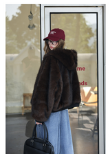 Reversible Fur Hooded - Dark Choco