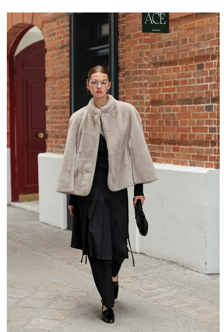Light Gray Faux-Mink Cape