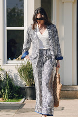 Stripe Tencel-Cotton Blend Wide Pants
