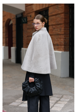 Light Gray Faux-Mink Cape