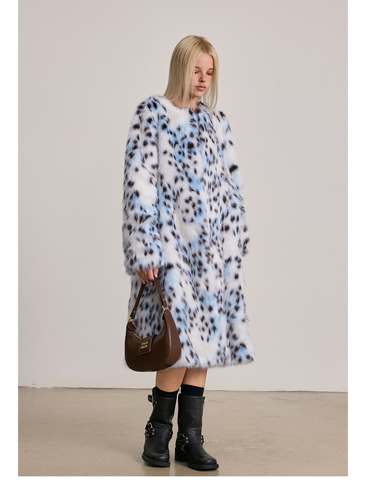 Blue Leopard Fur Coat