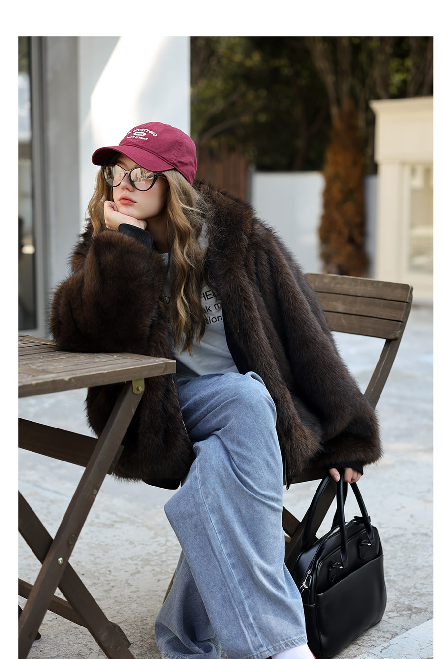 Reversible Fur Hooded - Dark Choco