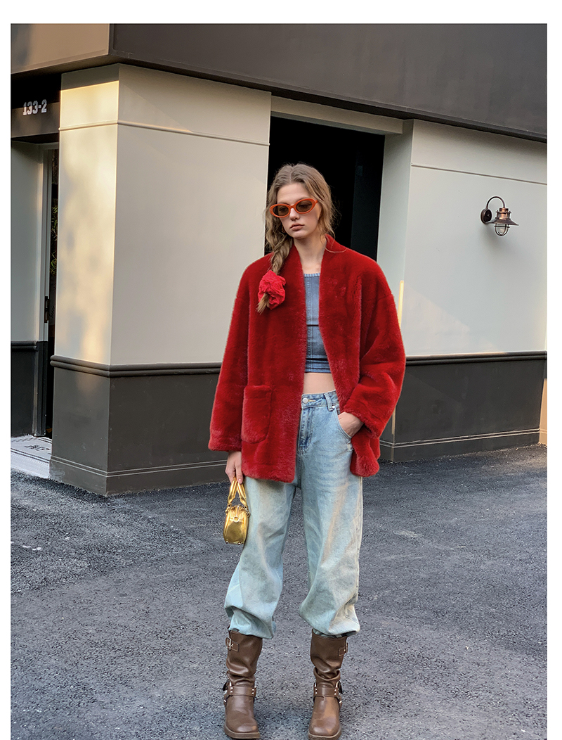 Short Red Fur Coat