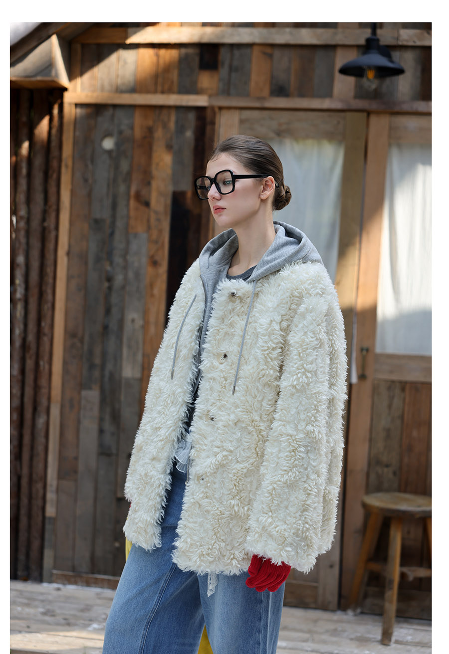 White Faux-Lamb Coat