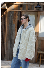 White Faux-Lamb Coat