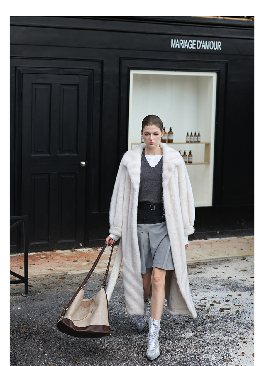 Faux-Mink Belted White