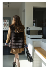 Espresso Fur Stand Collar Vest