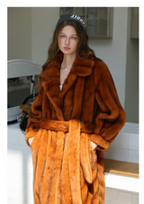 Faux-Mink Belted Pumpkin