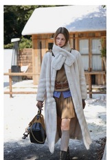 Snow Fur Coat with Scarf