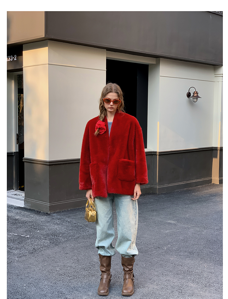 Short Red Fur Coat