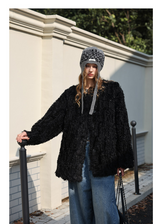 Black Faux-Lamb Coat