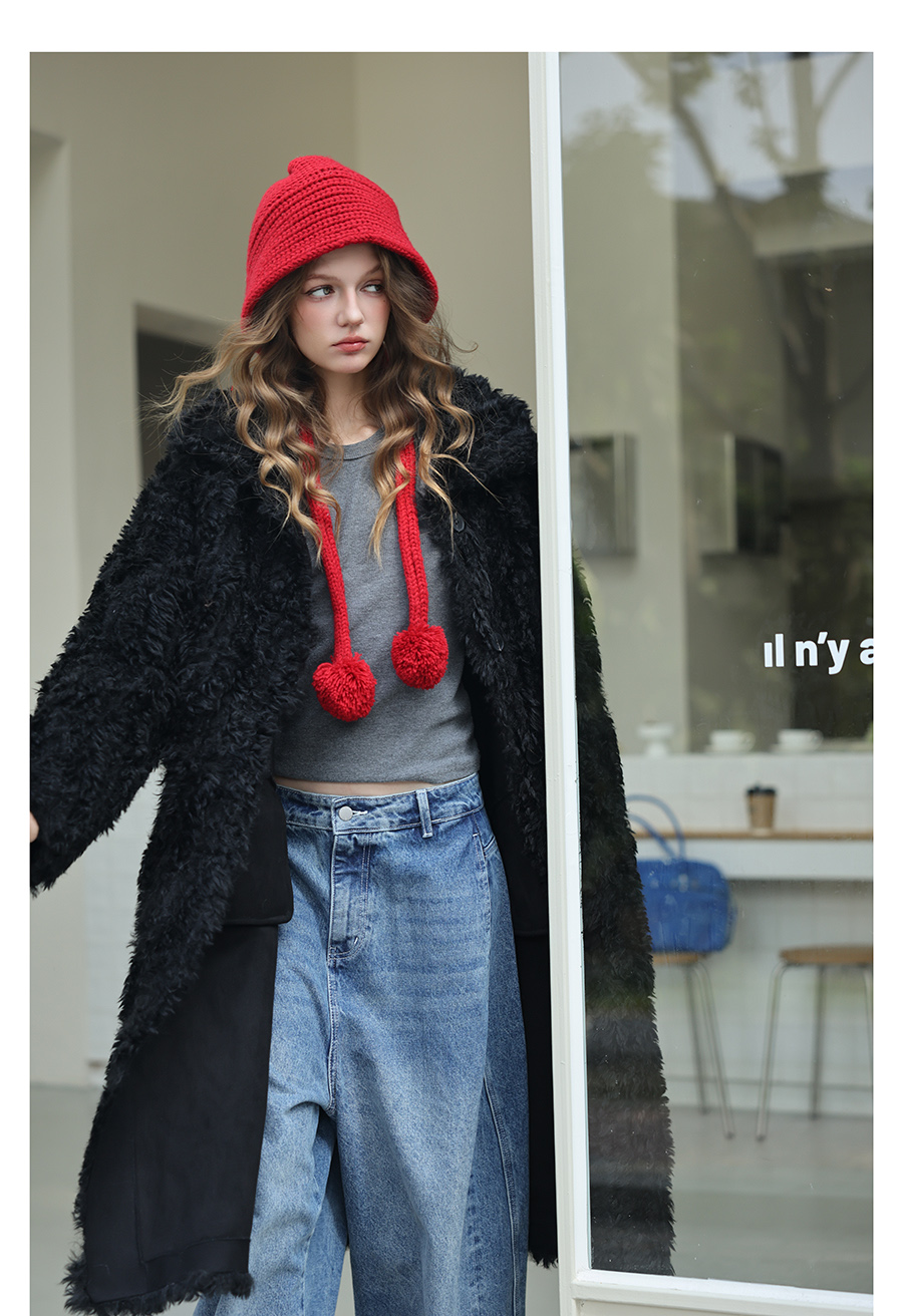 Black Plush Fur Coat