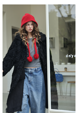 Black Plush Fur Coat