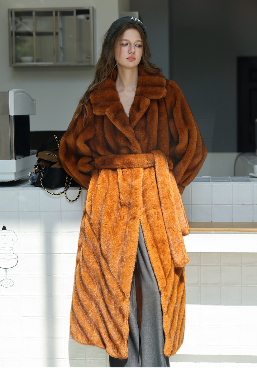 Faux-Mink Belted Pumpkin