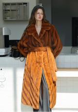 Faux-Mink Belted Pumpkin