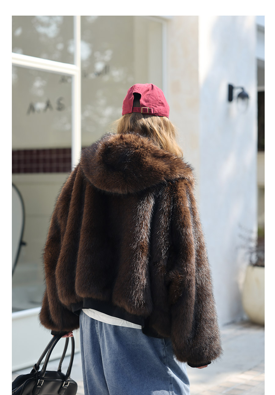 Reversible Fur Hooded - Dark Choco