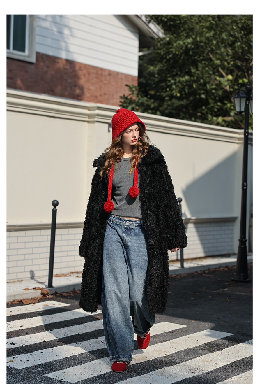 Black Plush Fur Coat