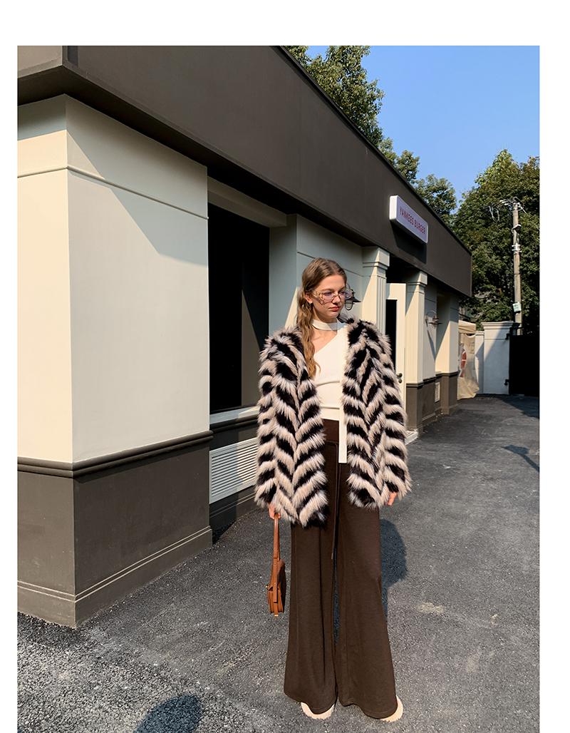 Two-Tone Faux Fur Coat