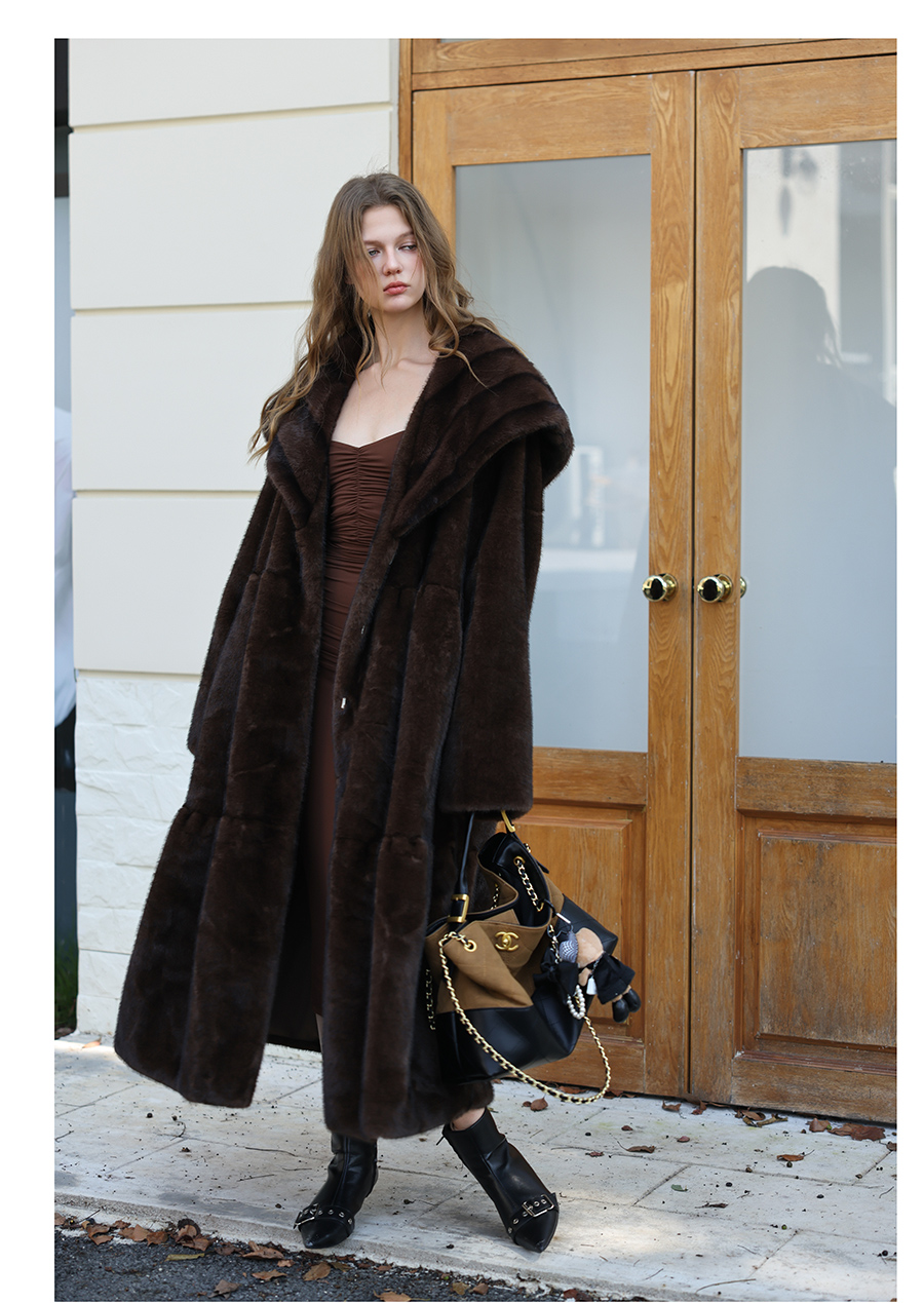 Vintage Faux-Mink Long Coat