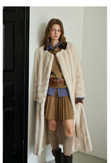 Snow Fur Coat with Scarf