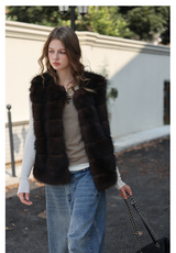 Faux Fur Short Vest - Espresso