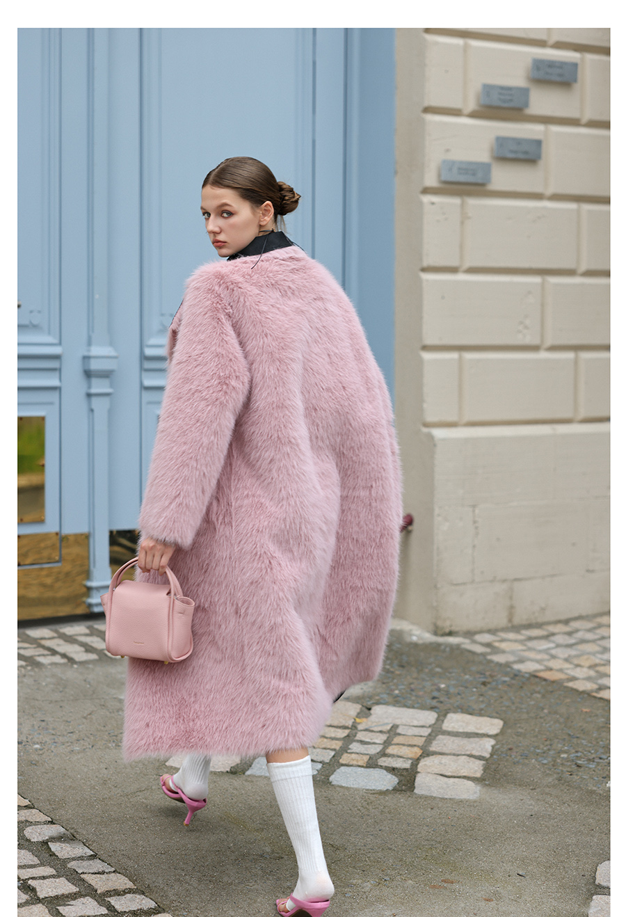 Berry Pink Fur Coat