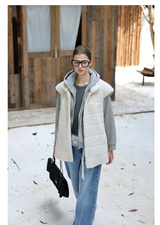 Cream Fur Stand Collar Vest