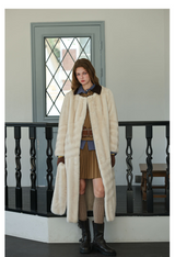 Snow Fur Coat with Scarf