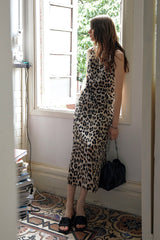 Silky Leopard Sleeveless Dress - Short & Long