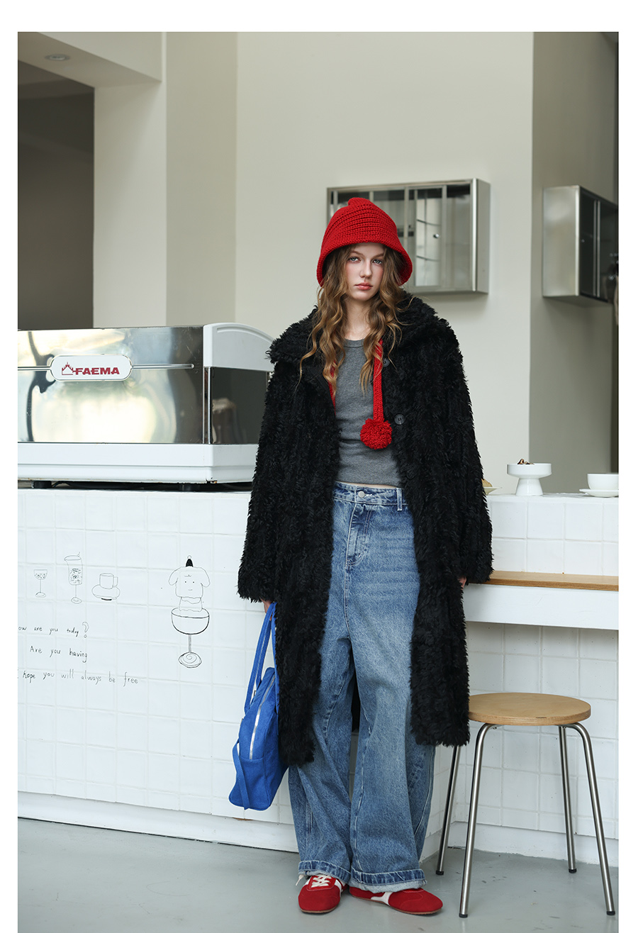 Black Plush Fur Coat