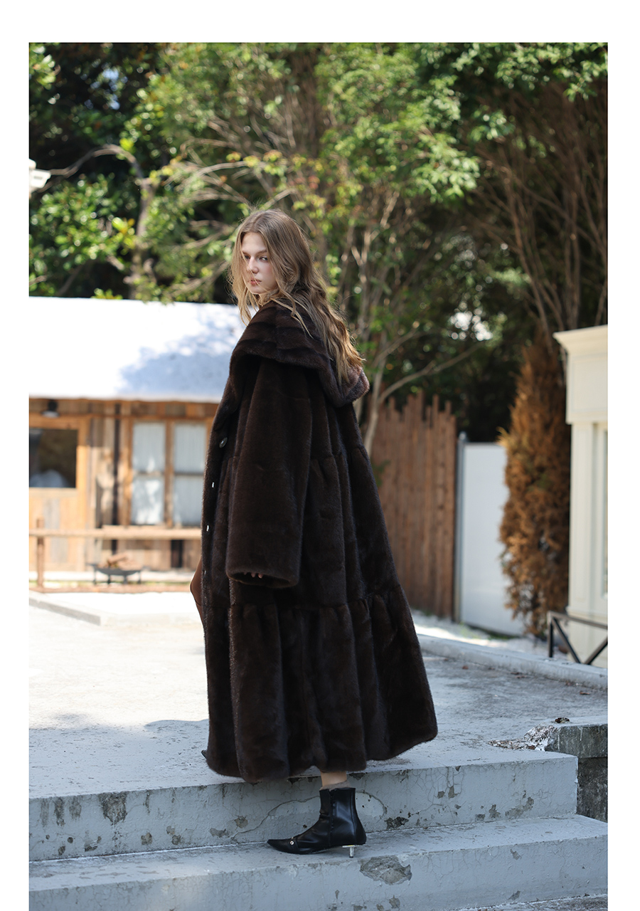 Vintage Faux-Mink Long Coat