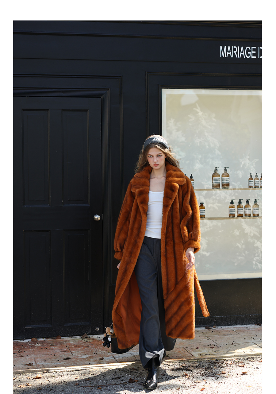 Faux-Mink Belted Pumpkin