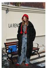 Black Plush Fur Coat