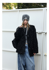 Black Faux-Lamb Coat