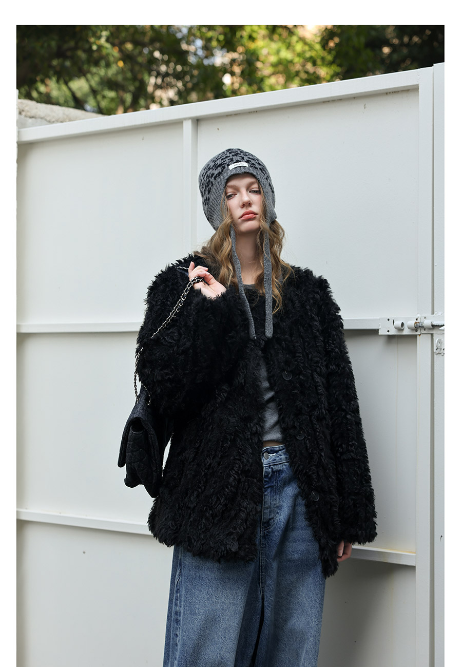 Black Faux-Lamb Coat