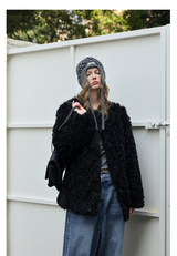 Black Faux-Lamb Coat