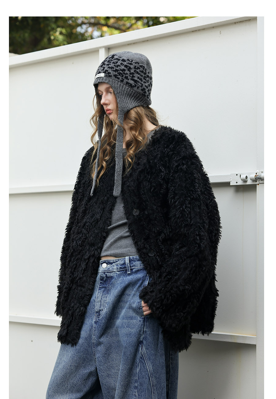 Black Faux-Lamb Coat