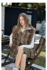 Faux Fur Short Vest - Brown
